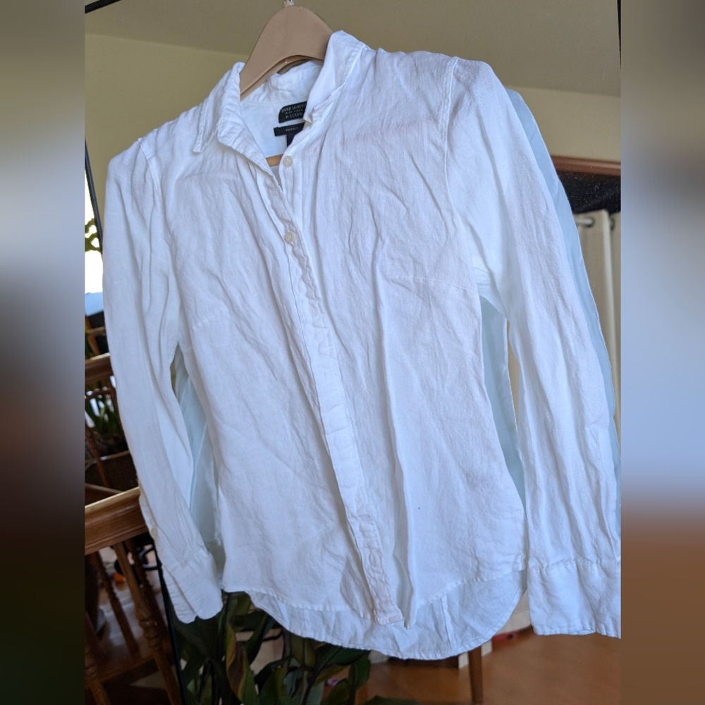 J. Crew Irish Linen White Button Down Shirt
